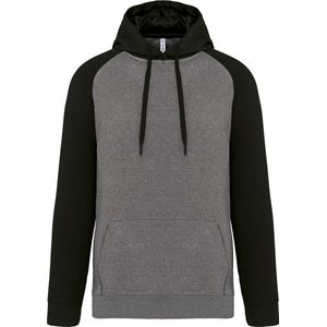 Tweekleurige hoodie met capuchon 'Proact' Grey Heather/Black - M