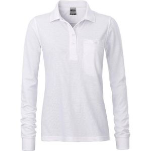 James and Nicholson Dames/dames Werkkleding Lange Mouwen Zak Polo (Wit)