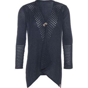 Knit Factory April Gebreid Vest - Cardigan dames - Luchtig donkerblauw zomervest - Damesvest gemaakt van 50% katoen en 50% acryl - Denim - 36/38