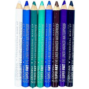 D'Donna - Jumbo Matte Oogschaduw en Oogpotlood met puntenslijper - Super Fat Eye Liner Marker - Waterproof - Professional Make Up - Set met 8 tinten wit - licht groen - groen - helder blauw - blauw - bruin - paars - zwart