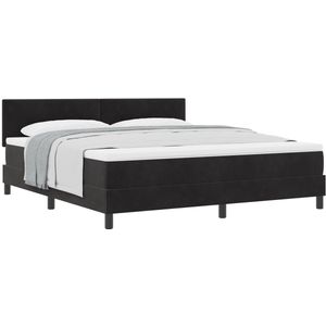 vidaXL - Boxspringbed - met - Matras - Zwart - Super - King - Velvet