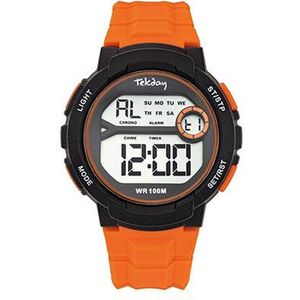 Tekday-Sportief-Digitaal heren horloge-Zwart/Oranje-Waterdicht-Silicone band-Fijn draagcomfort