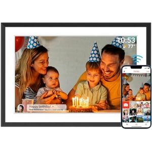 10.1 inch Digitale Fotolijst met WiFi, IPS Touchscreen 1280x800, 32 GB Intern Geheugen, Auto-Rotatie, Wandmontage, App Bediening, Draadloos Delen Foto's