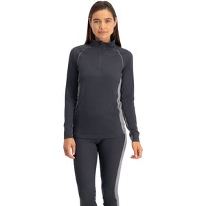 NOMAD® Zip-Neck Thermoshirt Dames | Grijs | S | Naadloze Basislaag met Ritskraag | Warm, Ademend & Sneldrogend | Voor Hiken, Skiën & Dagelijks Gebruik