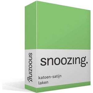 Snoozing - Katoen-satijn - Laken - Eenpersoons - 150x260 cm - Lime