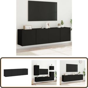 vidaXL Tv-meubels 2 stuks - Wandgemonteerd - Zwart Tv-meubel - Tv-meubelen - Tv Kast - Opbergkast