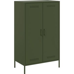 vidaXL - Hoge Kast - Olijfgroen - Staal - 6 Vakken