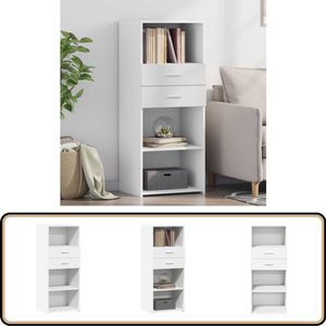 vidaXL Hoge kast - Wit - 50x42,5x124 cm - Bewerkt hout Scandinavisch Design - Houten Kast - Opbergkast - Witte Kast - Moderne Kast