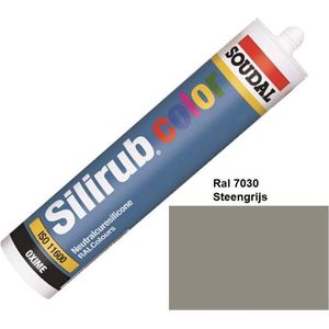 Soudal Silirub Color - Siliconekit - Montagekit - Ook voor sanitaire ruimten - koker 310 ml - RAL 7030 - Steengrijs