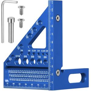 Speed Square 225-90 ° Aluminiumlegering - Combinatie Vierkant voor Timmerlieden - 11 Boorgaten - Multifunctioneel