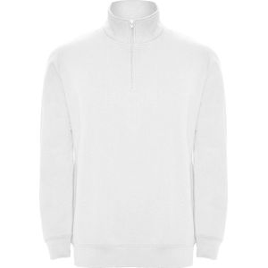 Witte sweater met halve rits model Aneto merk Roly maat 3XL