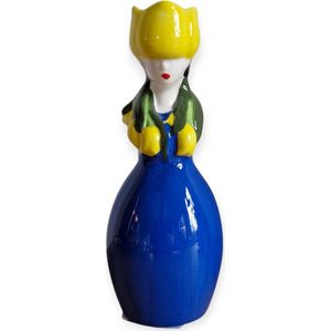 Daan Kromhout - Vaas - Tulpenvaas - Lucy Dutch Woman - Donkerblauw, Geel - Keramiek - 22 cm