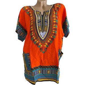 Dames kaftan/tuniek met olifantenprint onesize 36-50 zwart/wit/rood