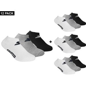 Starter - 12-Pack Sneaker Socks - Enkelsokken 12-Pack - 35 - 38 - Grijs/Wit/Zwart