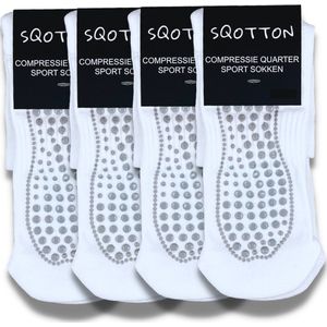 4 paar Quarter Sportsokken - Antislip in sportschoenen - Wit