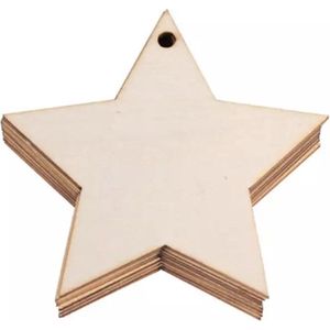 Houten Kerstboom Hanger Ster | Hout – Naturel | Kerst – Christmas – Decoratie – Versiering | Kersthanger – Figuurtjes