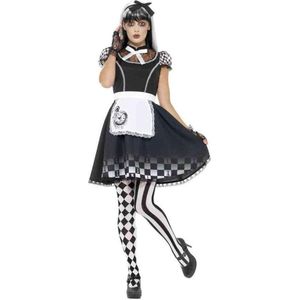 Smiffy's - Alice In Wonderland Kostuum - Gotische Alice In Wonderland - Vrouw - Zwart, Zwart / Wit - Medium - Halloween - Verkleedkleding