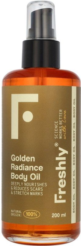 Freshly Cosmetics - Golden Radiance - Natuurlijke Lichaamsolie - 200 ml - Verstevigend en Anti-Striae