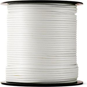 SNURO Gevlochten nylon Touw (3mm, 100M) - Slijtvast koord in sterke witte polyamide - Paracord koord - met zeer hoge breeksterktes