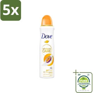 5 x Dove - Deospray - Passievrucht & Citroengras - 150 ml - Grootverpakking - Dove Deodorant - Passievrucht - Citroengras - Antitranspirant - Langdurige Bescherming