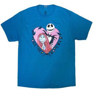 Disney The Nightmare Before Christmas - Jack & Sally Together Forever Heren T-shirt - XL - Blauw