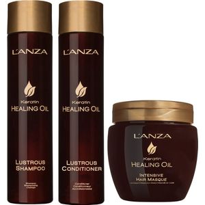 L'ANZA - Keratin Healing Oil Lustrous Triple Set - Shampoo - 300ml - Conditioner - 250ml - Masque - 210ml