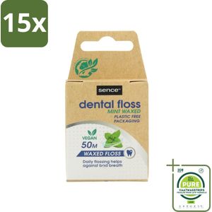 15 x Sence - Fresh Mint - Flosdraad - Verfrissend - 50 meter - Grootverpakking - Tandenfloss - Mondhygiëne - Tanden Poetsen - Frisse Adem - Tandenplak Verwijderen