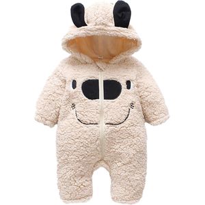 Budino® Baby Onesie - Baby Romper - Baby Pyjama - Baby Pakje - Baby Verkleedkleding - Baby Kostuum - Dier - Smile Beer - Beige - maat 80