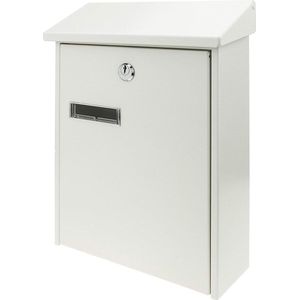 Metalen brievenbus in witte kleur - brieven en post - 235 x 75 x 315 mm