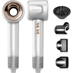 Sansbeauté - Föhn - Ionische Haardroger - 1600W - Met Diffuser - 110.000RPM - 2 Standen - 4 Opzetstukken