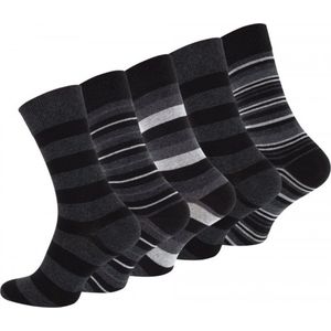 Katoenen herensokken - Zwart/Grijs - 5-Pack - Maat 43-46 - Klassiek en kwaliteitsvol