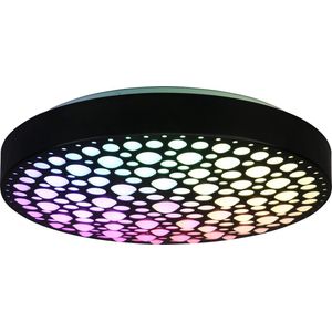 LED Plafondlamp - Plafondverlichting - Trion Carol - 22W - Aanpasbare Kleur - RGB - Afstandsbediening - Dimbaar - Rond - Mat Zwart - Kunststof