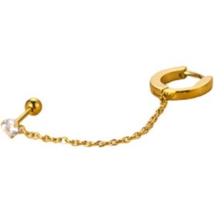 Plux Fashion Classic String Oorbellen - Goud - 6mm - Stainless Steel - Heren - Dames - Sieraden - Gouden Oorbellen - Classic String Earrings - Oorbel - Fancy Oorbel - Oorbel met piercing- Sieraden Cadeau - Luxe Style - Duurzame Kwaliteit - Moederdag