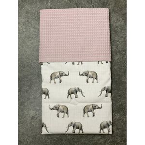 baby deken kinderwagen deken wieg deken oud roze grijze olifantjes 60 x 90 cm