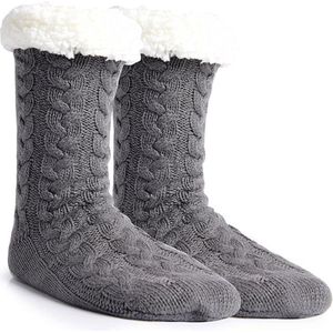 Inovra Plus - Dames Kerst Slofsokken Grijs | Warme Fleecevoering | Antislip Winter Sokken | Grappige Kerstsokken