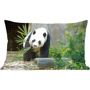Sierkussen Panda voor binnen - Grote panda - 60x40 cm - rechthoekig binnenkussen van katoen