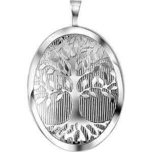 Lucardi Dames Zilveren hanger medaillon ov levensboom - Hanger - 925 Zilver - Zilverkleurig