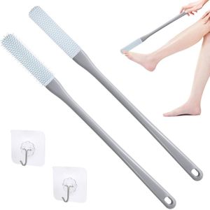 Allecto Premium - Siliconen voetwasborstel 2 stuks grijs voor de douche en voetverzorging