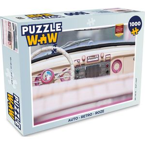 Puzzel Auto - Retro - Roze - Legpuzzel - Puzzel 1000 stukjes volwassenen