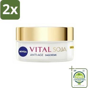 NIVEA - VITAL Soja Dagcrème - Beschermende Anti-Veroudering Crème - Voor rijpe huid - SPF 30 - Met Soja-extract - 50 ml - Voordeelverpakking - 2 stuks - Nivea dagcrème - Anti-age crème