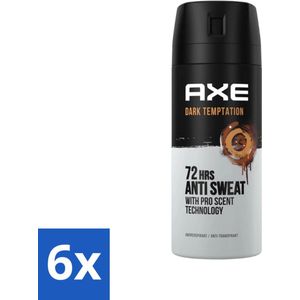 Axe - Deodorant Spray - 72hrs Anti Sweat - Dark Temptation - 150 ml - Voordeelverpakking - 6 stuks