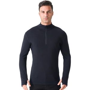 Heren Merino Wol Onderhemd - 100% Merino, Zachte Halve Rits, Lange Mouwen, Zware Kwaliteit - Ideaal voor Wandelen en Jagen