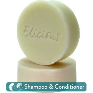 Elicious® - Set Shampoo + Conditioner - CG Vriendelijk - Curly Girl - Shampoo Bar - Conditioner Bar - Natuurlijke Shampoo - Natuurlijke Conditioner - Krullend Haar - Haarconditioner - SLS vrij - Plasticvrij - Vegan - Dierproefvrij - Halal - Green Tea