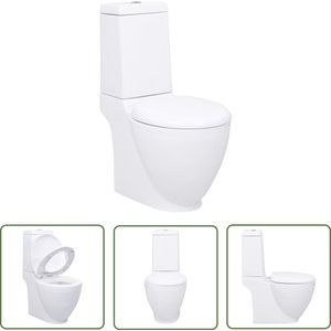 The Living Store Toilet met afvoer achter keramiek wit - Modern Toilet - Keramiek Toilet - Achterafvoer Toilet - Duo Spoelsysteem - Zacht Dicht Toiletdeksel