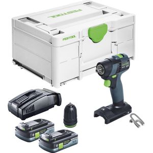 Festool TXS 18-Basic accuschroefboormachine 18 V 40 Nm borstelloos + 2x accu 4.0 Ah + snellader + systainer