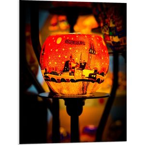 PVC Schuimplaat- Lichtgevende Lampion met de Stad Regensburg in Duitsland - 60x80 cm Foto op PVC Schuimplaat