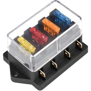 Zekeringhouder voor auto 4 vakken ATO ATC 12 V/24 V met 4 zekeringen - Plat - Voor marine-driewieler