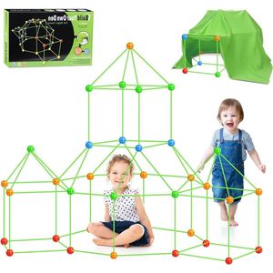 Doe-het-zelf tent speelgoed bouwset voor kinderen - 156-delig, inclusief doe-het-zelf kamp constructie speeltent en outdoor bouwspeelgoed voor meisjes en jongens