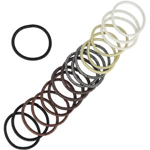 Haarsoires Haarelastieken basic - Glitter zonder metaal - Bruin goud grijs creme wit - Set van 18 - Eenvoudige Haar Elastieken voor Dagelijks Gebruik