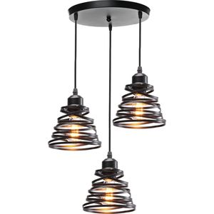 D&B Plafondlamp 3 Lampen - Industrieel - Hanglamp - Retro - E27 Lamp - 15 cm - Woonkamer - Kleur Zwart